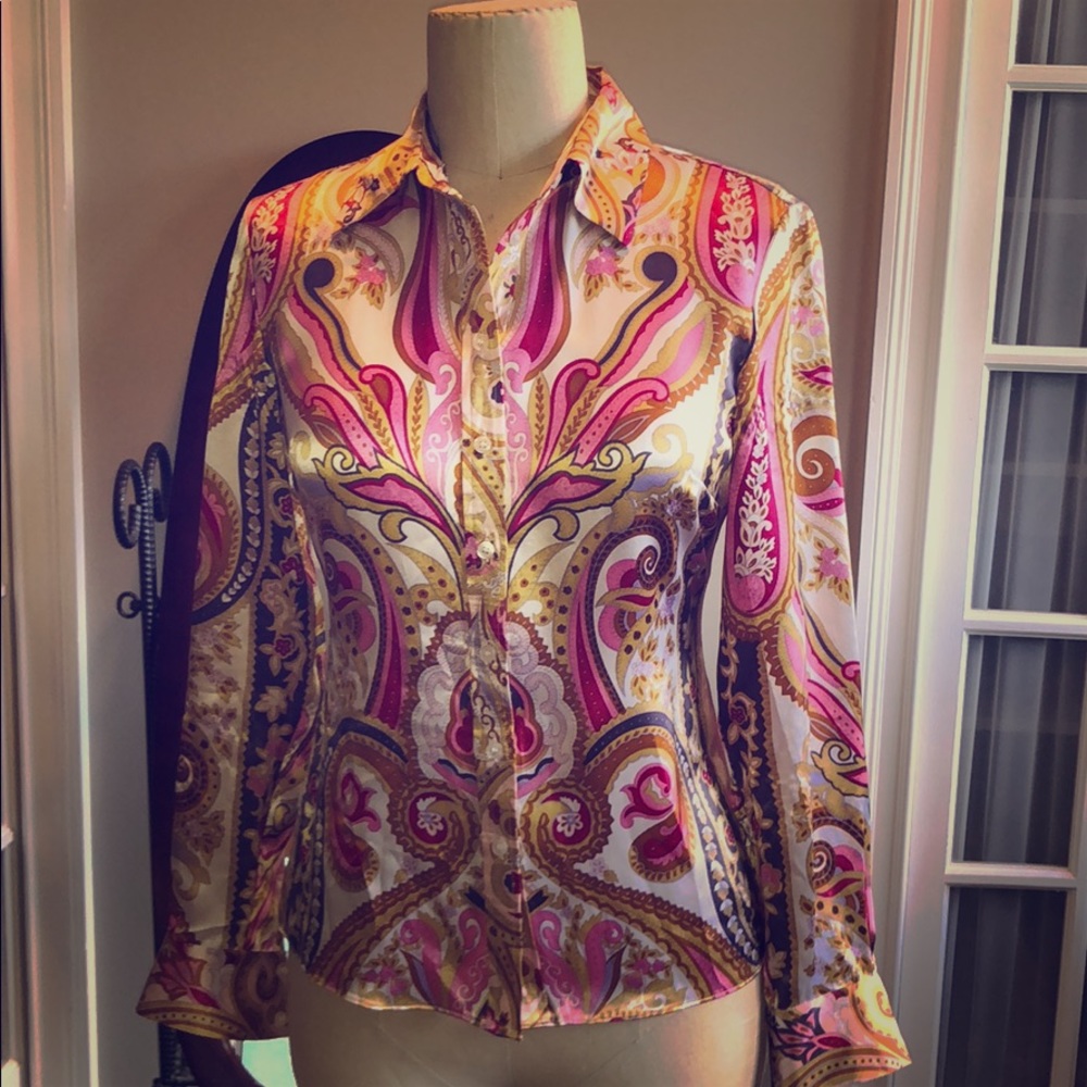 Paisley silk Inc blouse NWOT.